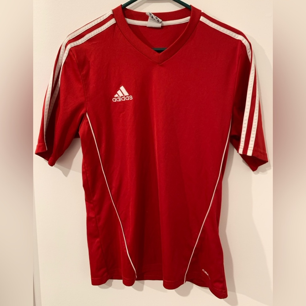 Adidas red soccer jersey